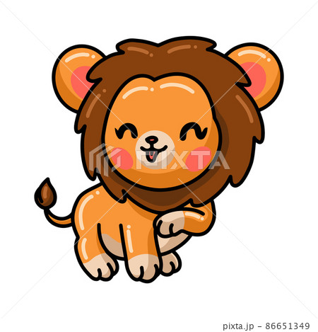 Cute happy baby lion cartoon Cute happy baby lion cartoon 86651349