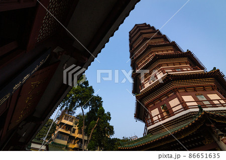 中国 広州市の六榕寺の六榕花塔 中国 広州市の六榕寺の六榕花塔 86651635