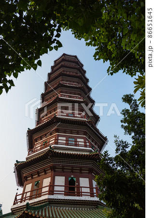 中国　広州市の六榕寺の六榕花塔 86651645