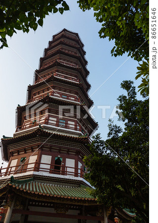 中国 広州市の六榕寺の六榕花塔 中国 広州市の六榕寺の六榕花塔 86651646