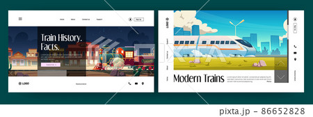 Vector banners with vintage and modern train Vector banners with vintage and modern train 86652828