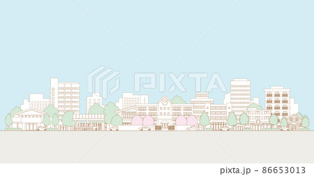 街並みのベクターイラスト. 線画のイラスト. 86653013