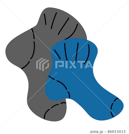 Handdrawn Image of a warm socks gray and blue color in a minimalistic cartoon style. 86653015