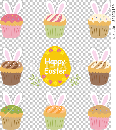 Illustration set of cupcakes inspired by the Easter bunny 86653579