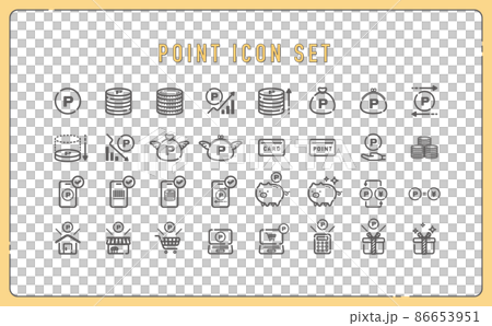 Icon material illustration set related to points and money 86653951
