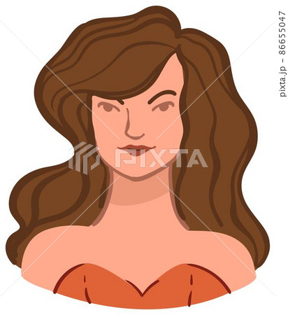 Trendy and stylish female character with long hair 86655047