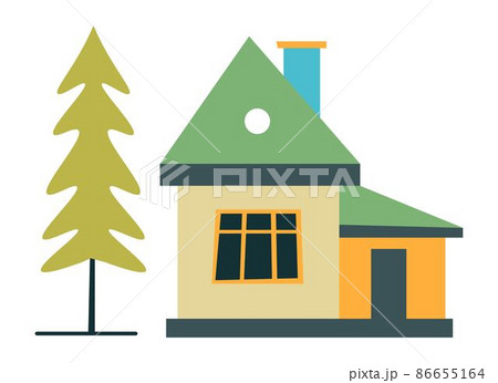 Rural real estate, building house in forest vector 86655164