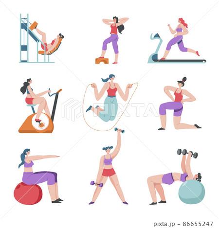 Fitness and exercises of woman, training in gym 86655247