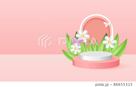 Spring podium stage for product display. 3D style Cartoon vector 86655315