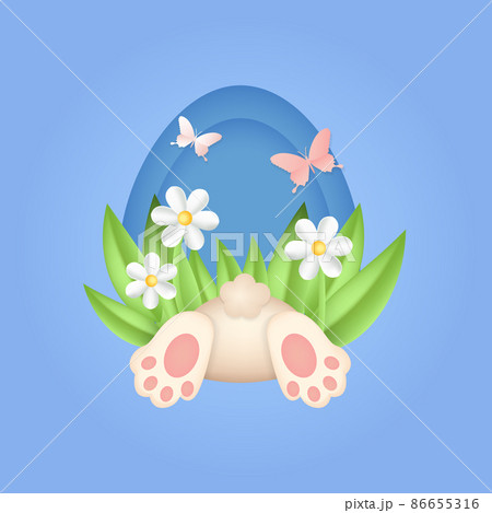 Funny Easter bunny bottom illustration design. Cartoon style vector Funny Easter bunny bottom illustration design. Cartoon style vector 86655316