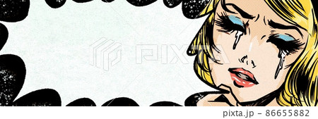 アメコミの金髪美女が号泣する一コマ漫画イラスト アメコミの金髪美女が号泣する一コマ漫画イラスト 86655882