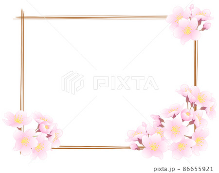 Sakura frame ⑫ (horizontal, hand-painted line - Stock