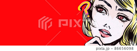 アメコミの金髪美女が不思議がるイラストと吹き出し アメコミの金髪美女が不思議がるイラストと吹き出し 86656098