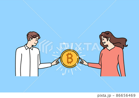 People hold bitcoin work with cryptocurrency People hold bitcoin work with cryptocurrency 86656469
