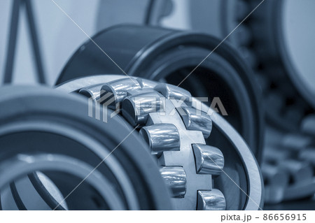 The close-up scene of cylindrical rolling bearing. The close-up scene of cylindrical rolling bearing. 86656915