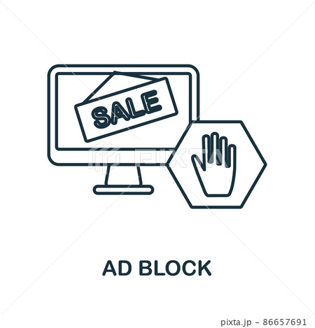 Ad Block icon. Line element from social media marketing collection. Linear Ad Block icon sign for web design, infographics and more. 86657691