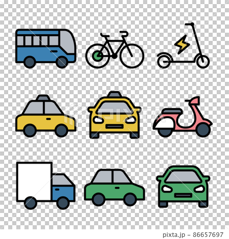 交通手段・交通機関アイコンセット 近距離・都市交通 86657697