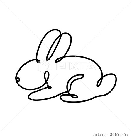 Funny rabbits. Easter bunny continuous one line drawing. Black and white contour. Vector illustration. 86659457