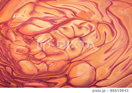 Abstract fluid art background golden and purple colors. Liquid marble. Acrylic painting on canvas with red gradient 86659643