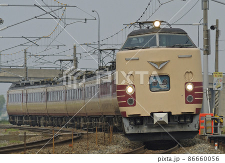 北陸本線　加賀笠間－美川　JR西日本　485系　A10編成（京都）　雷鳥 86660056