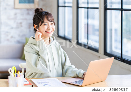 テレワークの若い女性 86660357
