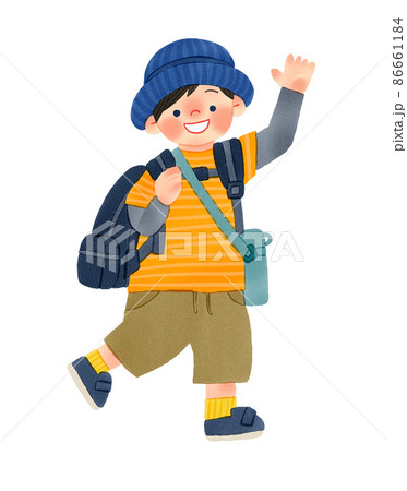 旅行をする人物 子供 手描きイラスト 旅行をする人物 子供 手描きイラスト 86661184