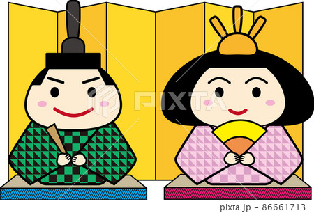 おひなさまのイラスト　おびな男雛とめびな女雛 86661713