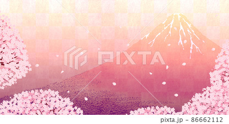 富士山と桜 86662112