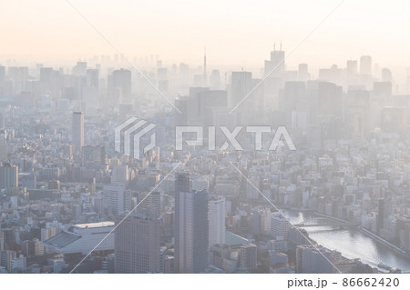 《東京都》大気汚染・霞む東京都市風景 86662420
