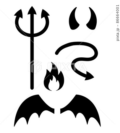 Vector set of flat devil demon things accessoriesのイラスト素材 