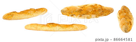 French baguettes from different angles isolated on white 86664581