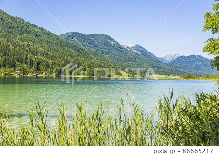 Picture of pretty Weissensee lake in Austria in summer 86665217