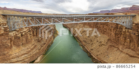 Panoramic picture of Navajo bridge and colorado river at daytime Panoramic picture of Navajo bridge and colorado river at daytime 86665254