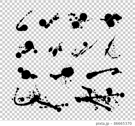 スプラッシュ 垂れたインク 飛沫 装飾セットのイラスト素材