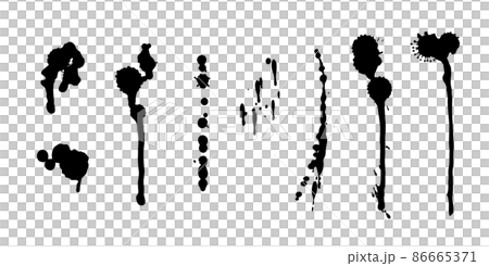 スプラッシュ 垂れたインク 飛沫 装飾セットのイラスト素材