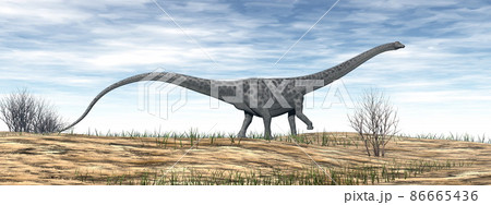 Diplodocus dinosaur in the desert - 3D render 86665436