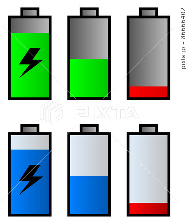バッテリーの残量を表示する電池マークのイラスト バッテリーの残量を表示する電池マークのイラスト 86666402