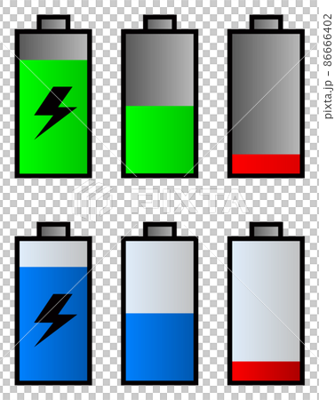 バッテリーの残量を表示する電池マークのイラスト バッテリーの残量を表示する電池マークのイラスト 86666402
