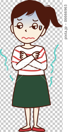 悪寒がする顔色の悪い若い女性。 悪寒がする顔色の悪い若い女性。 86666963