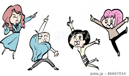 ビックリして注目をする女性たち 86667034