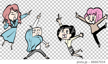 ビックリして注目をする女性たち 86667034