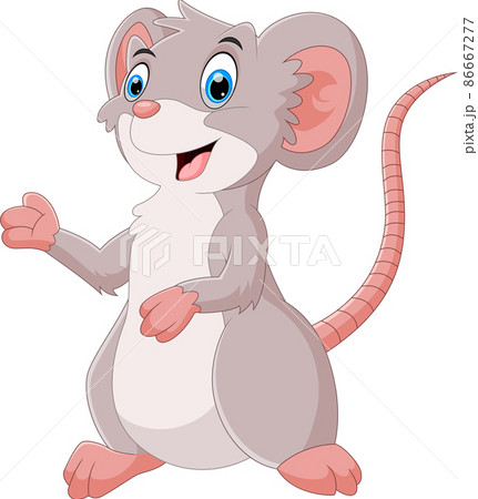 cartoon cute mouse waving on white background cartoon cute mouse waving on white background 86667277
