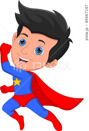 cute boy wearing superhero costume 86667287