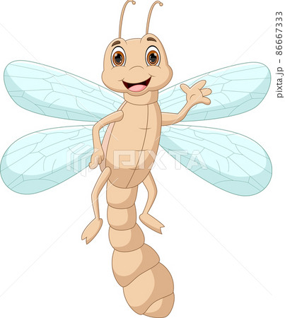 cartoon dragonfly waving isolated on white background 86667333
