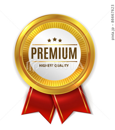 Premium product medal. Golden label. Highest quality sign 86667623