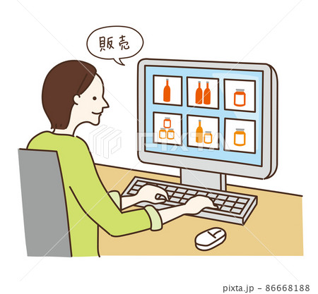 6次産業化　六次産業　商品化　加工　イラスト　女性 86668188