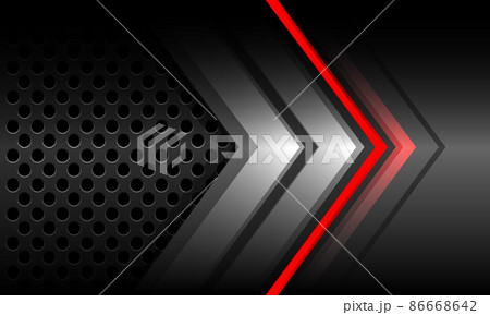 Abstract red light neon grey metal arrow direction geometric with circle mesh technology futuristic design modern background vector 86668642