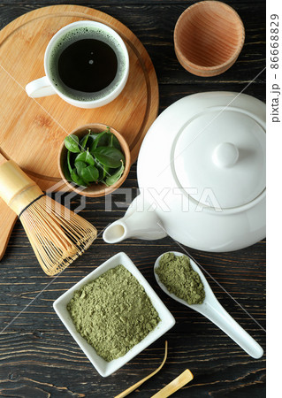 Concept of japanese tea with matcha on wooden table 86668829