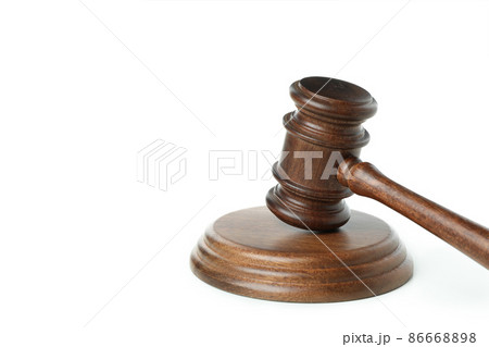 Wooden judge gavel isolated on white background 86668898