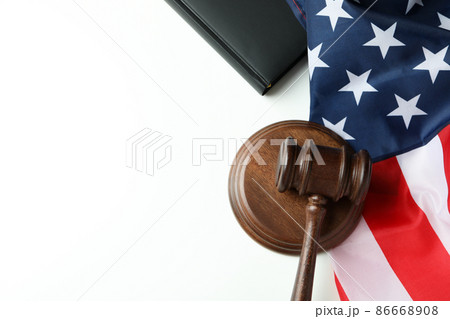 American law concept with judge gavel on white background 86668908